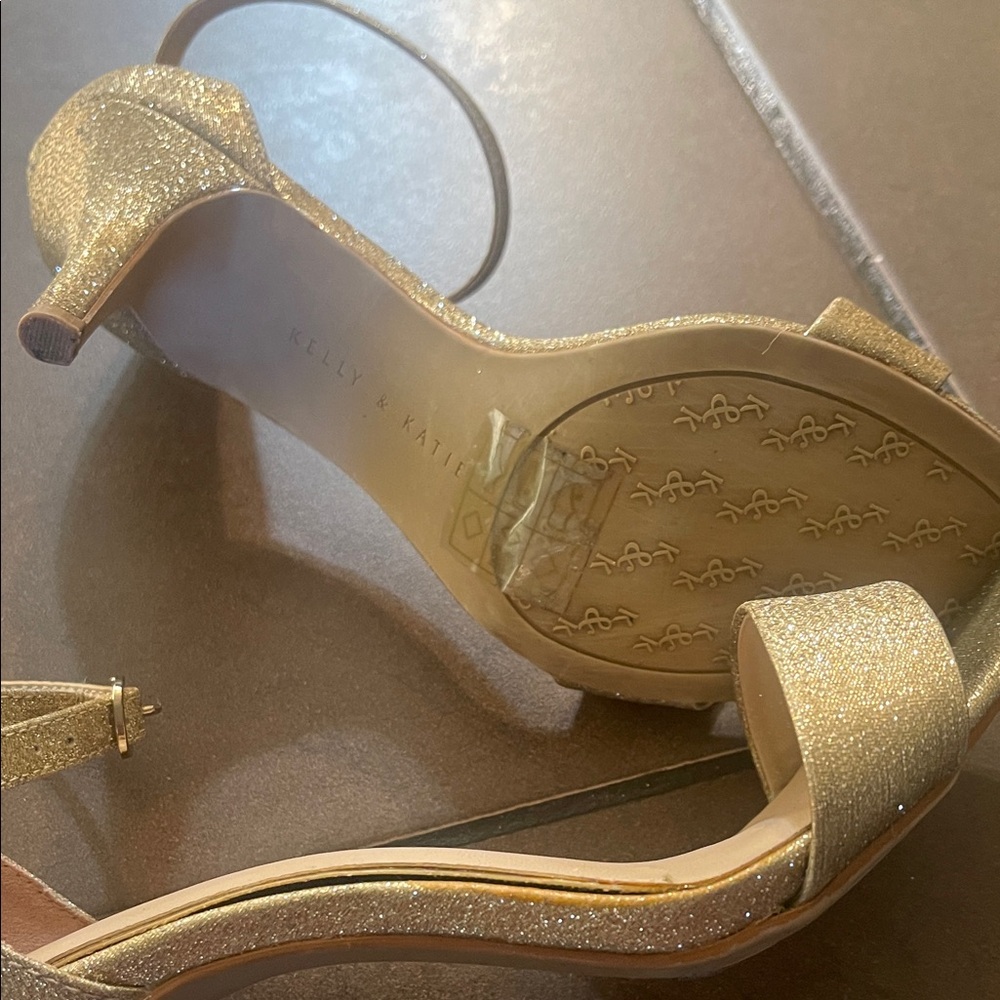 Kelly & Katie Gold Glitter Ankle-Strap Heels - Picture 3 of 5